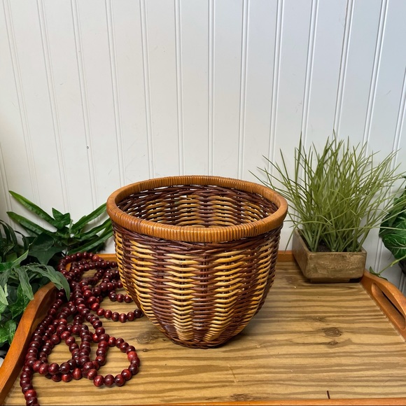 Vintage Woven Wicker BOHO Planter Basket